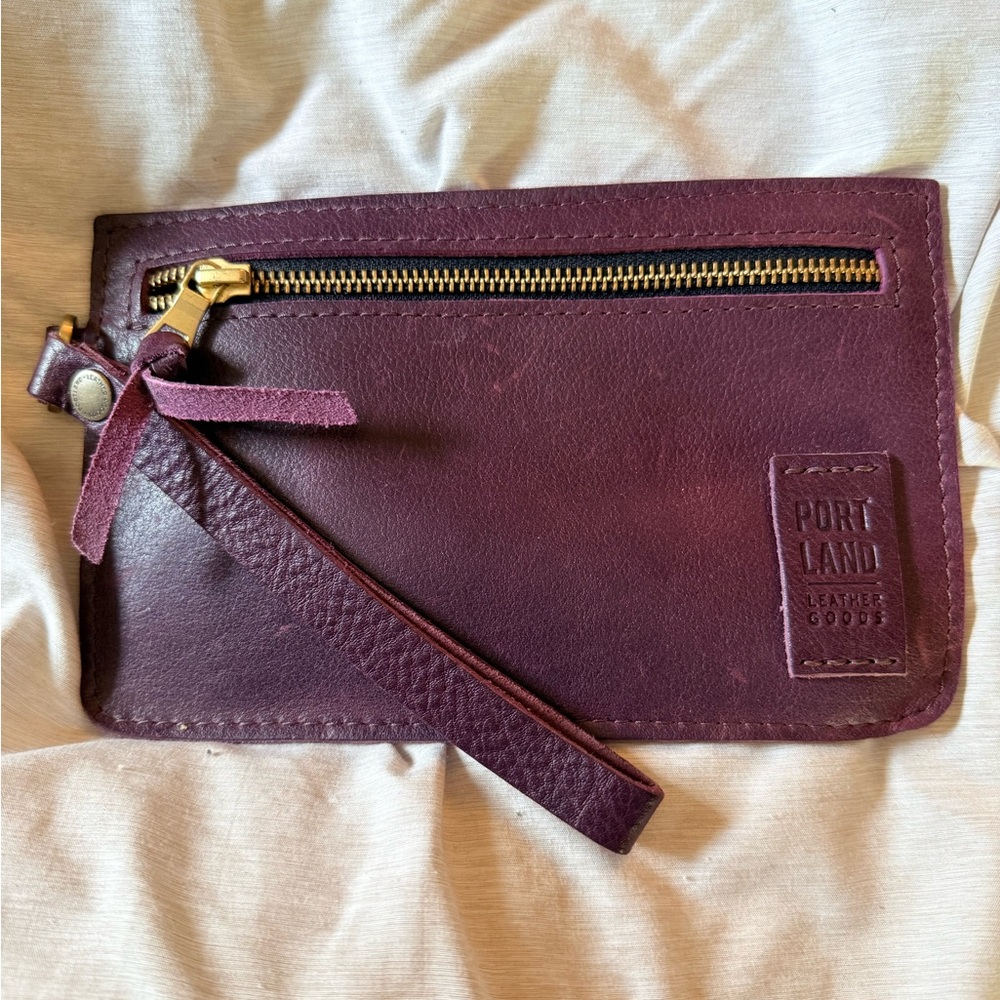 Portland Leather Maroon Wristlet